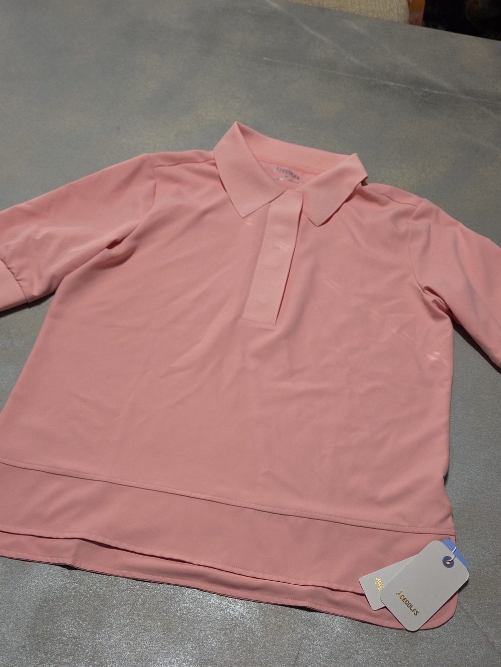 Short Sleeve Pink Polo Button-Front Top by Lacoste